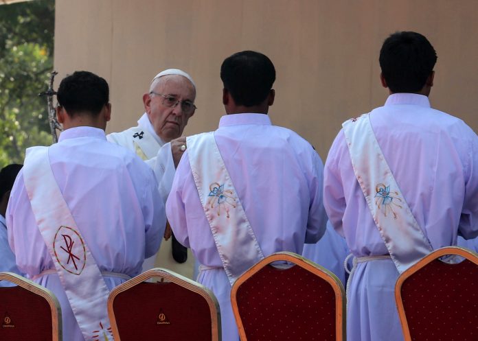 Pope with deacons