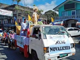 An image of Our Lady of Mercy, the “Mother of Novaliches,” is placed on a vehicle during a motorcade in the Diocese of Novaliches on Jan. 1, 2021. (Photo courtesy of Cherry Ann Brosas)