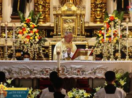 Archbishop Jose Palma of Cebu leads the celebration of the Feast of the Child Jesus at the Santo Niño Cathedral in Cebu on Jan. 17, 2021. (Photo supplied)