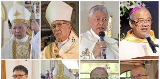 Church leaders from the central Philippines who signed the pastoral letter (from left top): Cardinal Jose Advincula of Capiz, Archbishop Jose Lazo of Jaro, Bishop Patricio Buzon of Bacolod, Bishop Gerardo Alminaza of San Carlos, Bishop Louie Galbines of Kabankalan, Bishop Jose Corazon Tala-oc of Kalibo, and Bishop Narciso Abellana of Romblon. (Photo courtesy of CBCP News)